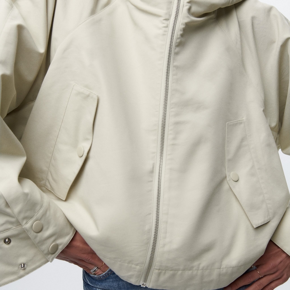 Women’s Cream Hooded Zip Front Jacket - Picture 5 of 13